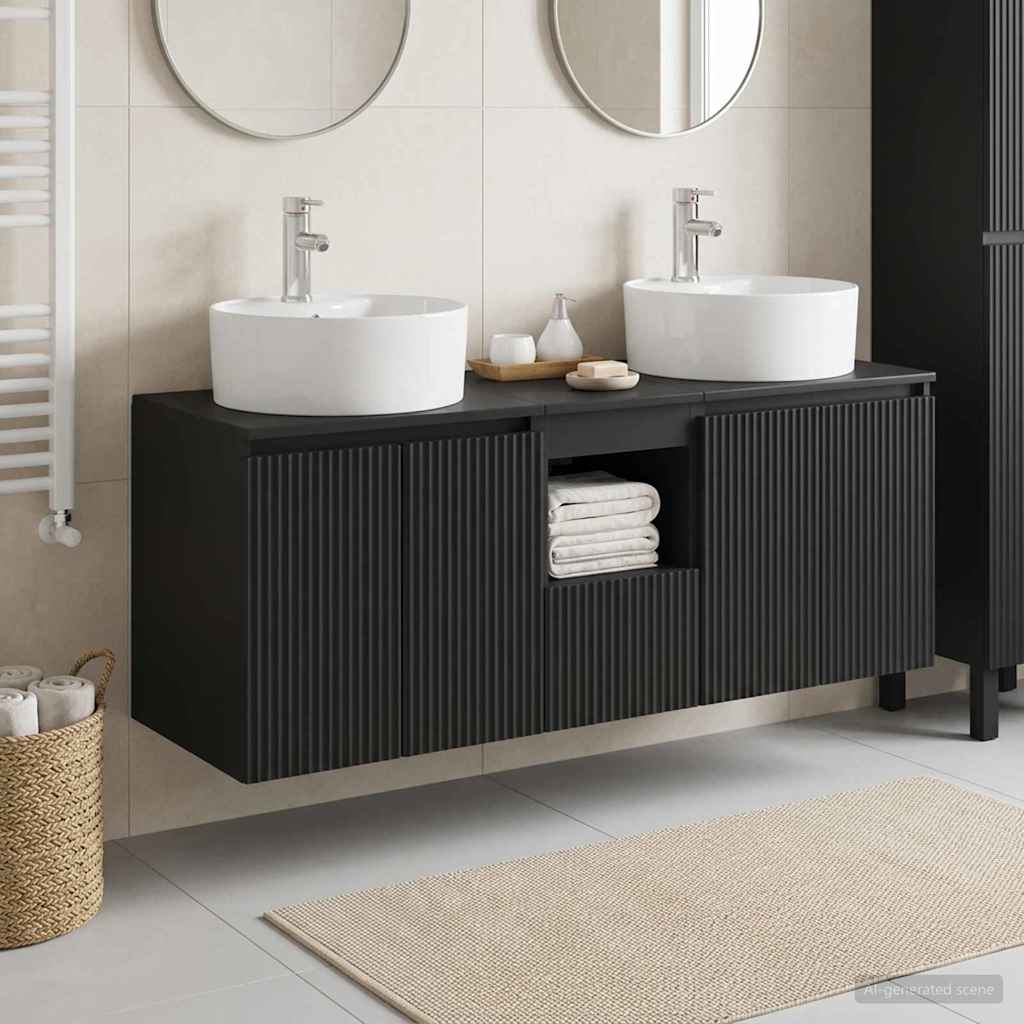 Vonios spintos komplektas 3 vnt. Juoda 49,5 x 44,5 x 65 cm