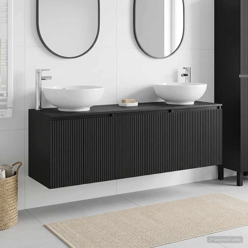 Vonios spintos komplektas 3 vnt. Juoda 49,5 x 44,5 x 65 cm