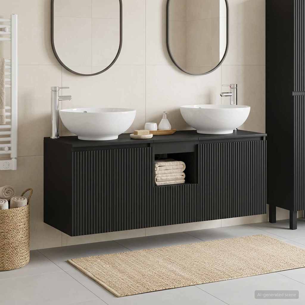 Vonios spintos komplektas 3 vnt. Juoda 49,5 x 44,5 x 65 cm