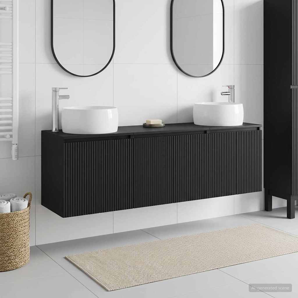 Vonios spintos komplektas 3 vnt. Juoda 49,5 x 44,5 x 66 cm