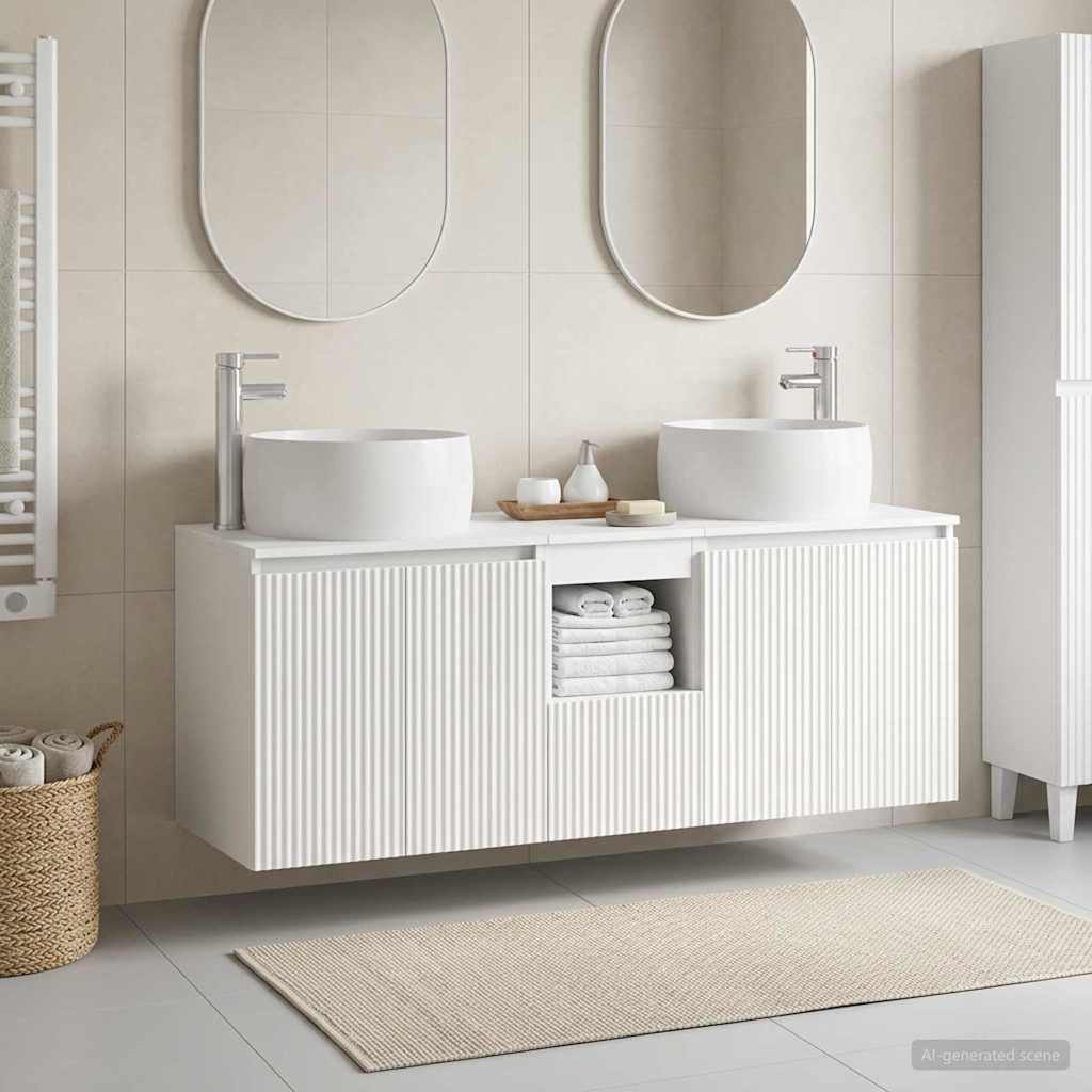 Vonios spintos komplektas 3 vnt. Balta 49,5 x 44,5 x 66 cm
