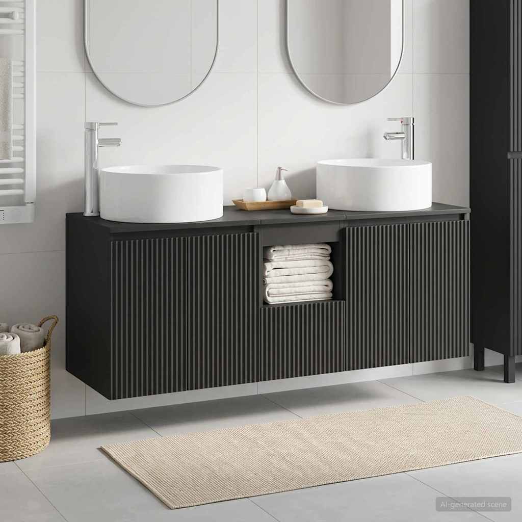 Vonios spintos komplektas 3 vnt. Juoda 49,5 x 44,5 x 65,5 cm