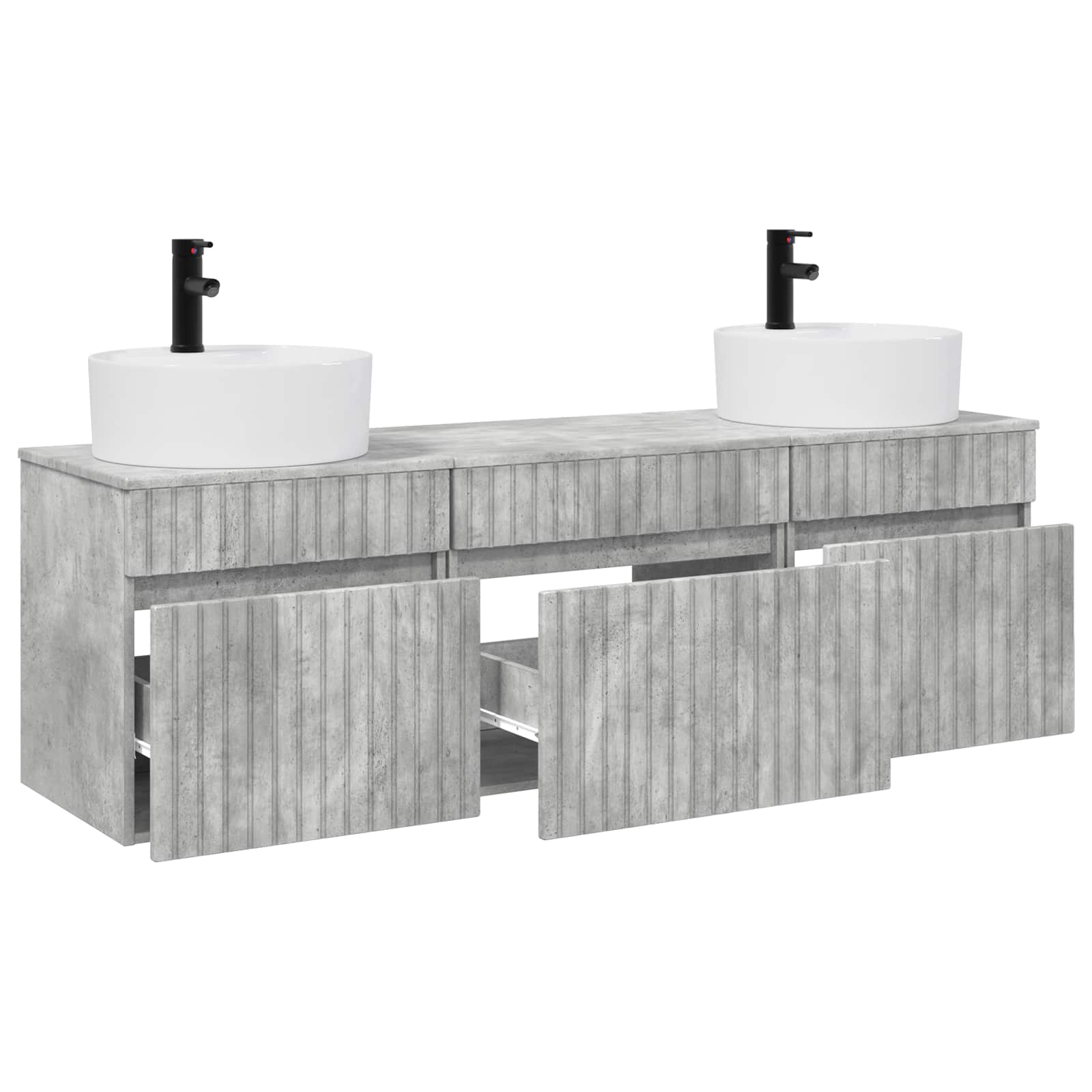 Vonios spintos komplektas 3 vnt. Betono pilka 49 x 44,5 x 65 cm