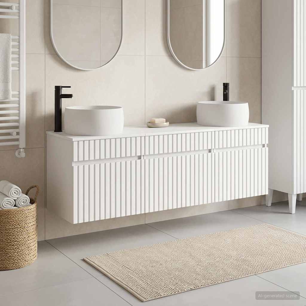 Vonios spintos komplektas 3 vnt. Balta 49 x 44,5 x 66 cm