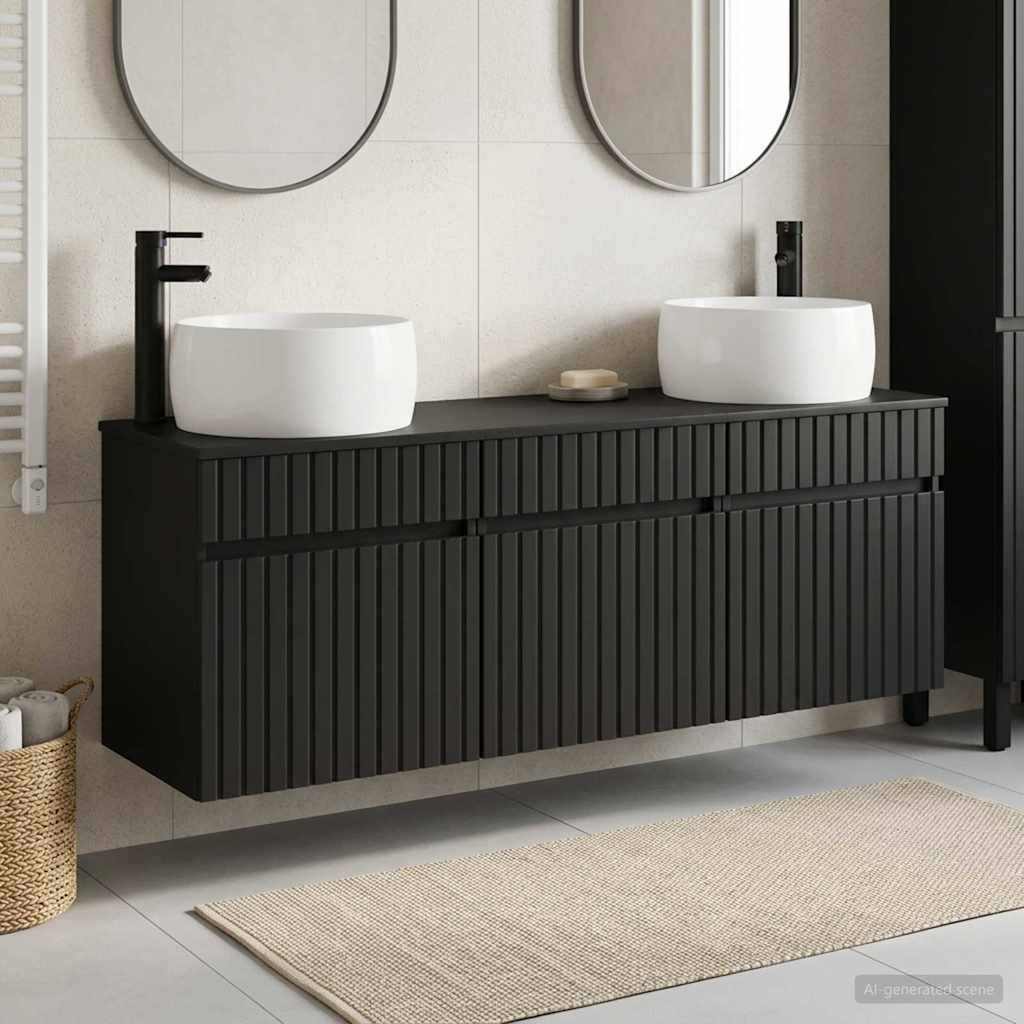 Vonios spintos komplektas 3 vnt. Juoda 49 x 44,5 x 66 cm