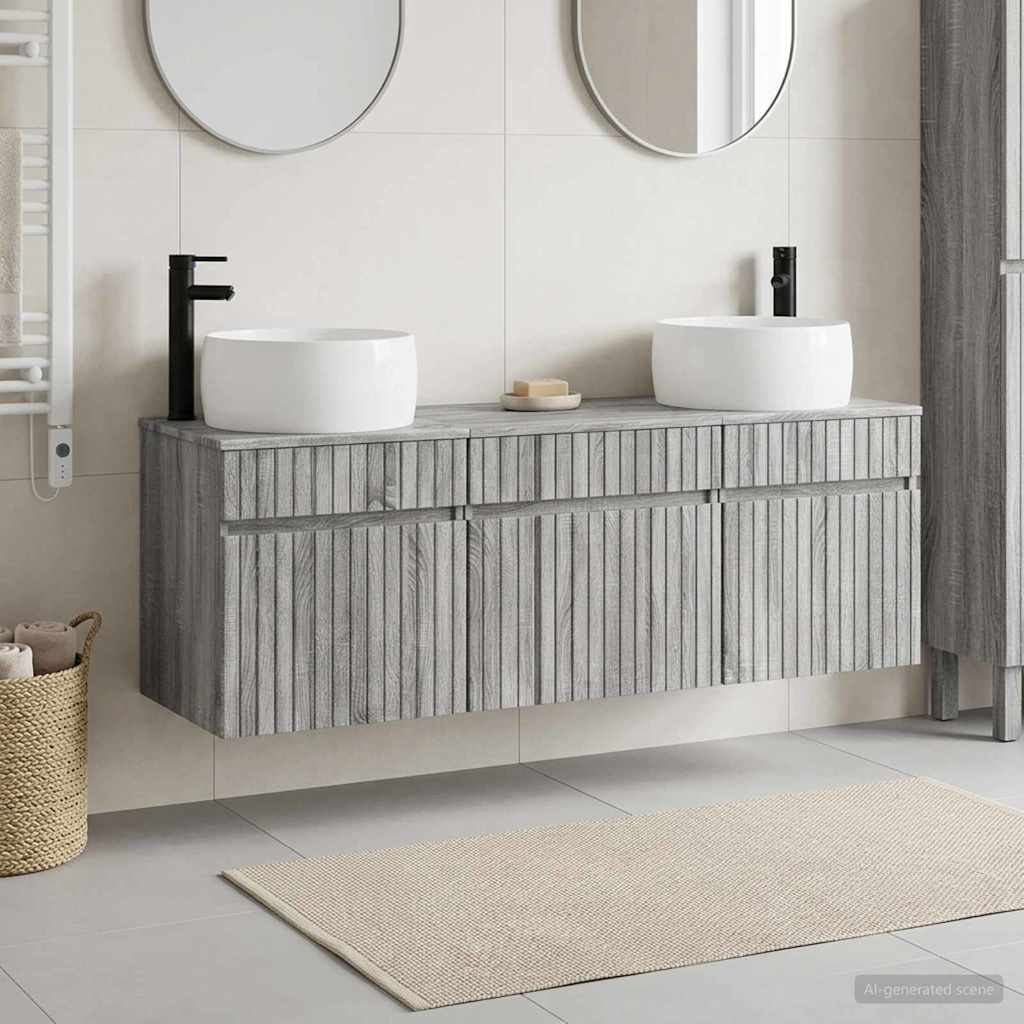Vonios spintos komplektas 3 vnt. Pilka Sonoma 49 x 44,5 x 66 cm