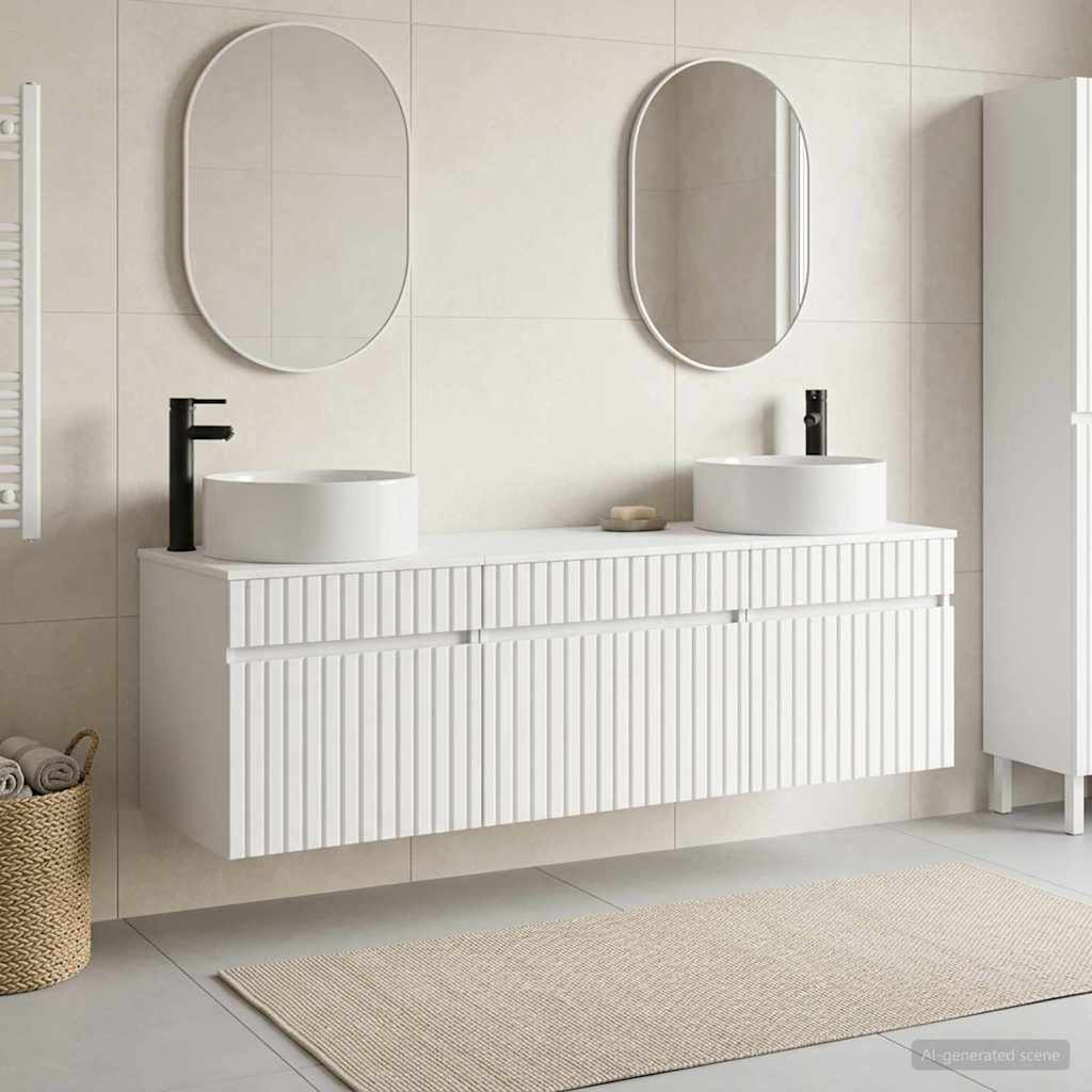 Vonios spintos komplektas 3 vnt. Balta 49 x 44,5 x 65,5 cm