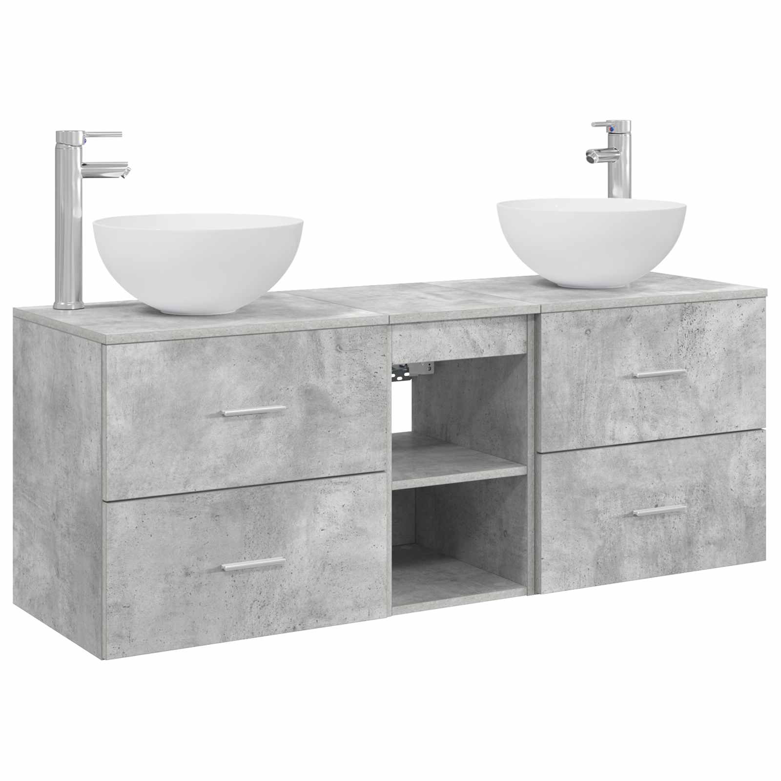 Vonios spintos komplektas 3 vnt. Betono pilka 49,5 x 35 x 63 cm