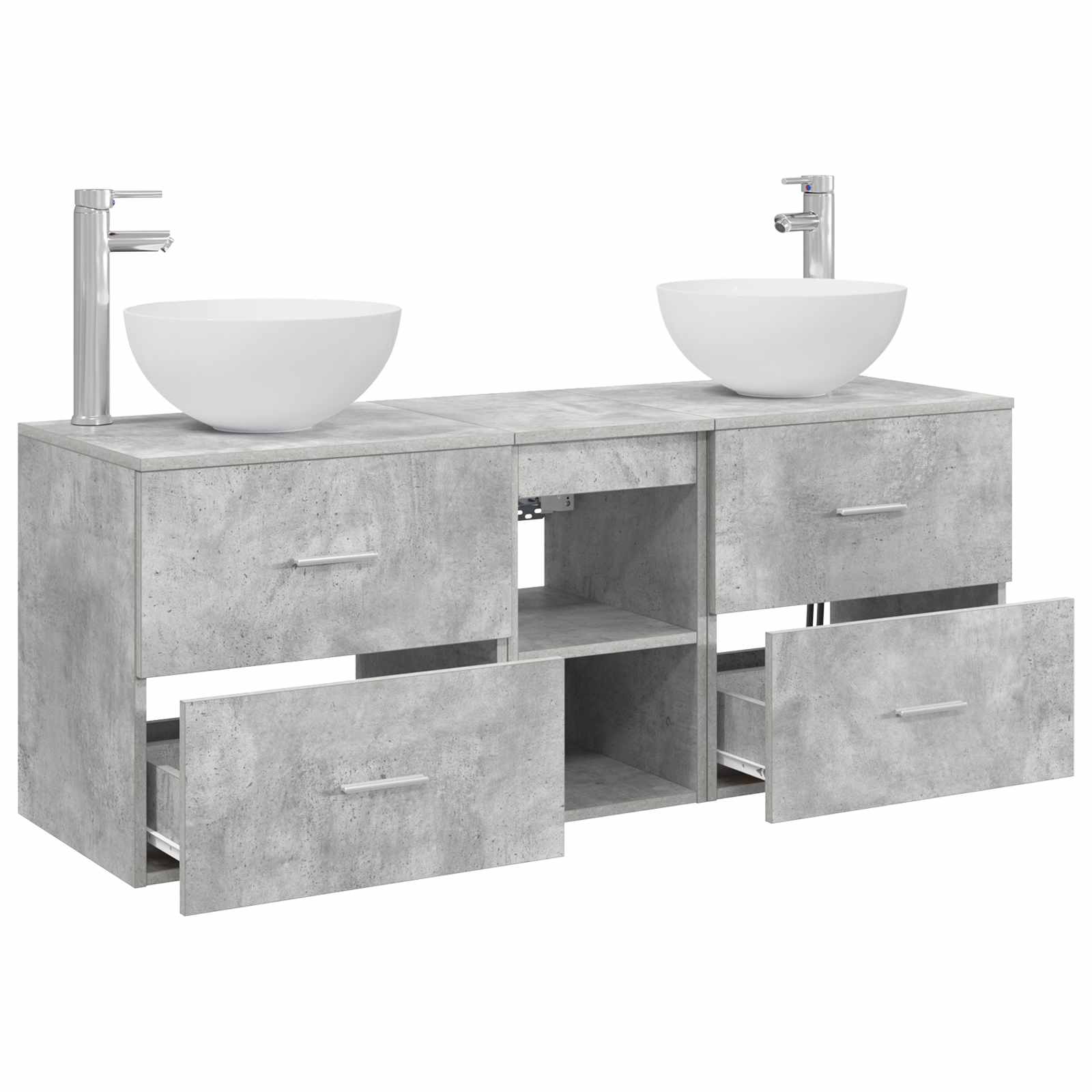 Vonios spintos komplektas 3 vnt. Betono pilka 49,5 x 35 x 63 cm