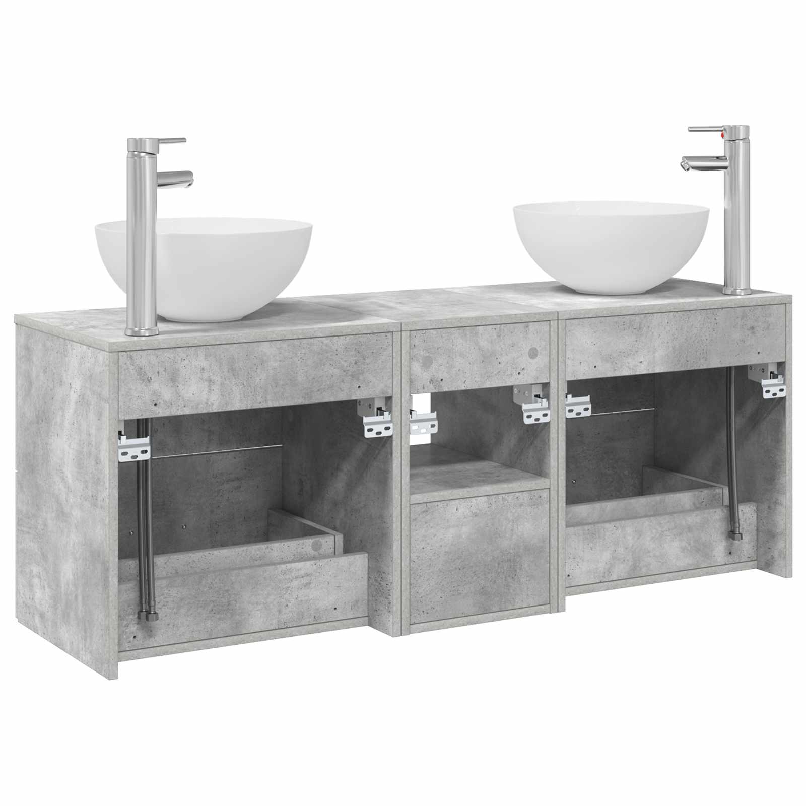 Vonios spintos komplektas 3 vnt. Betono pilka 49,5 x 35 x 63 cm