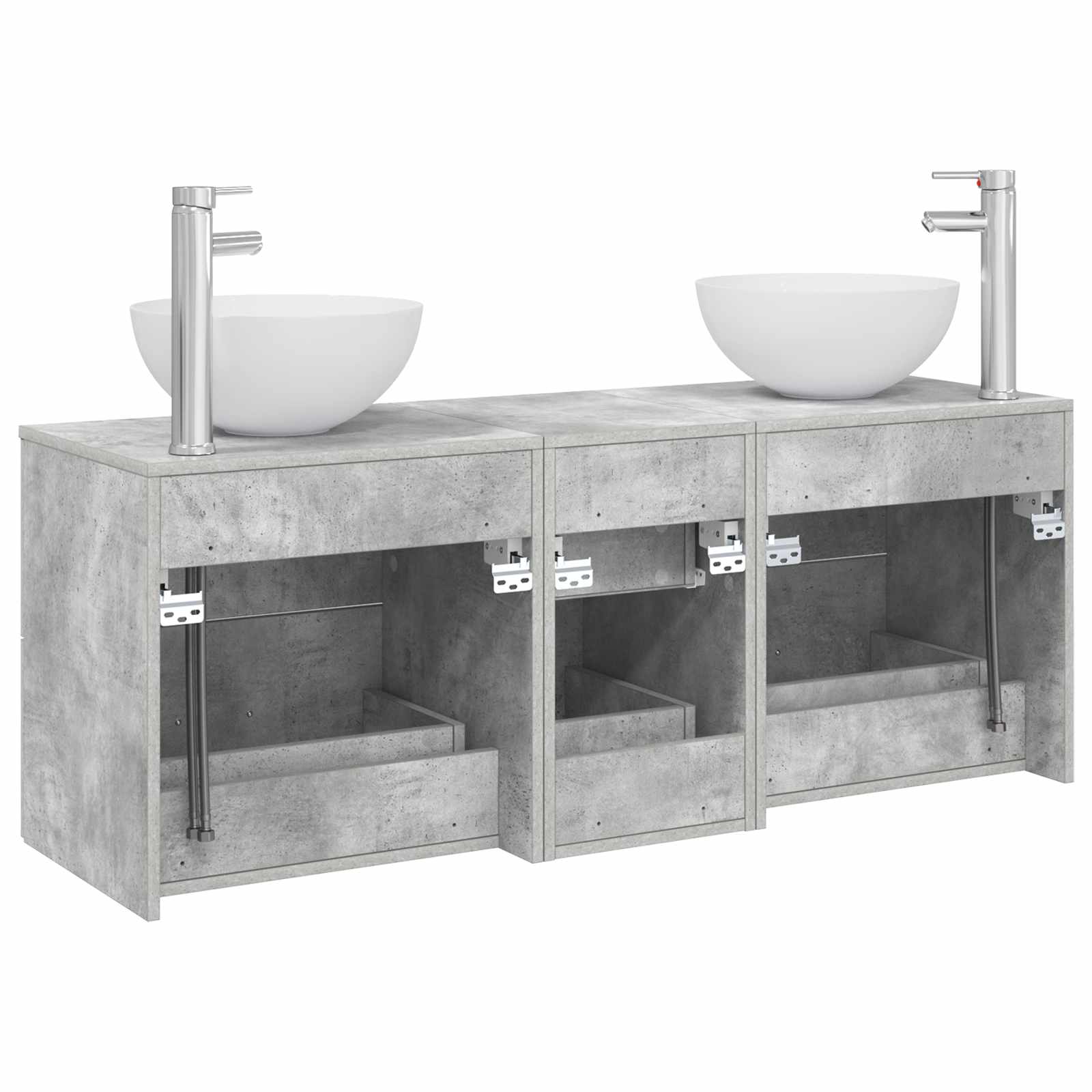 Vonios spintos komplektas 3 vnt. Betono pilka 49,5 x 35 x 63 cm