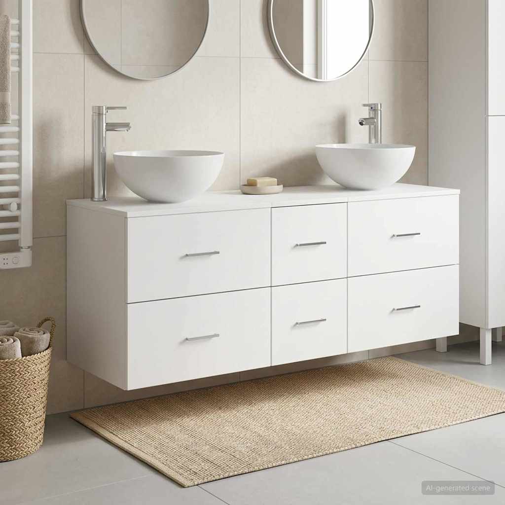 Vonios spintos komplektas 3 vnt. Balta 49,5 x 41 x 64,5 cm