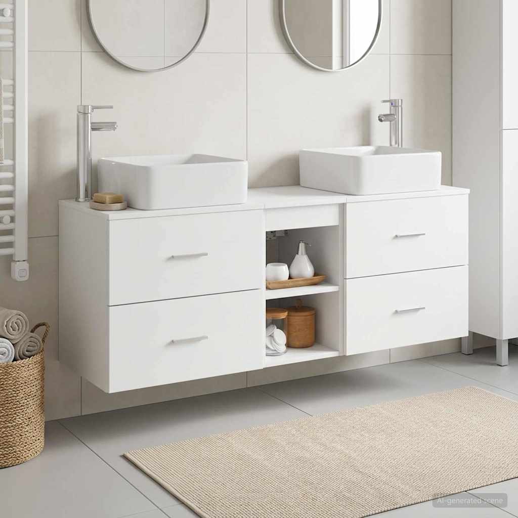 Vonios spintos komplektas 3 vnt. Balta 49,5 x 41 x 63 cm