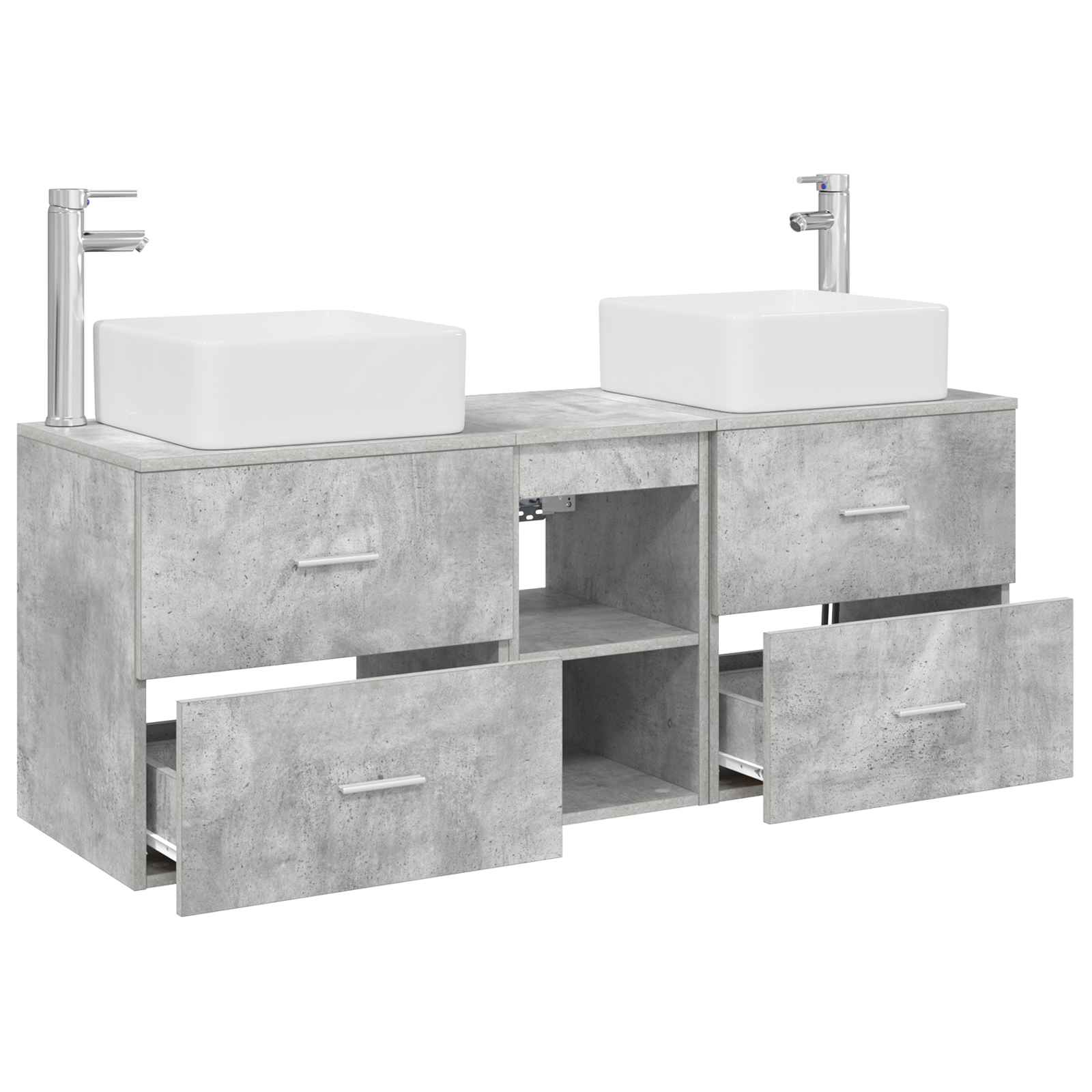 Vonios spintos komplektas 3 vnt. Betono pilka 49,5 x 41 x 63 cm