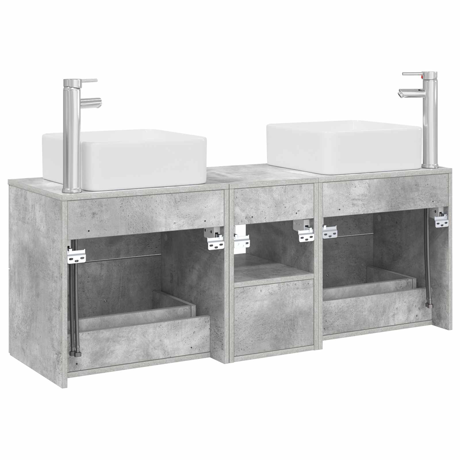 Vonios spintos komplektas 3 vnt. Betono pilka 49,5 x 41 x 63 cm