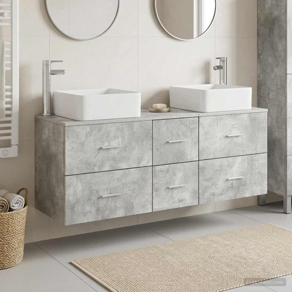 Vonios spintos komplektas 3 vnt. Betono pilka 49,5 x 41 x 63 cm