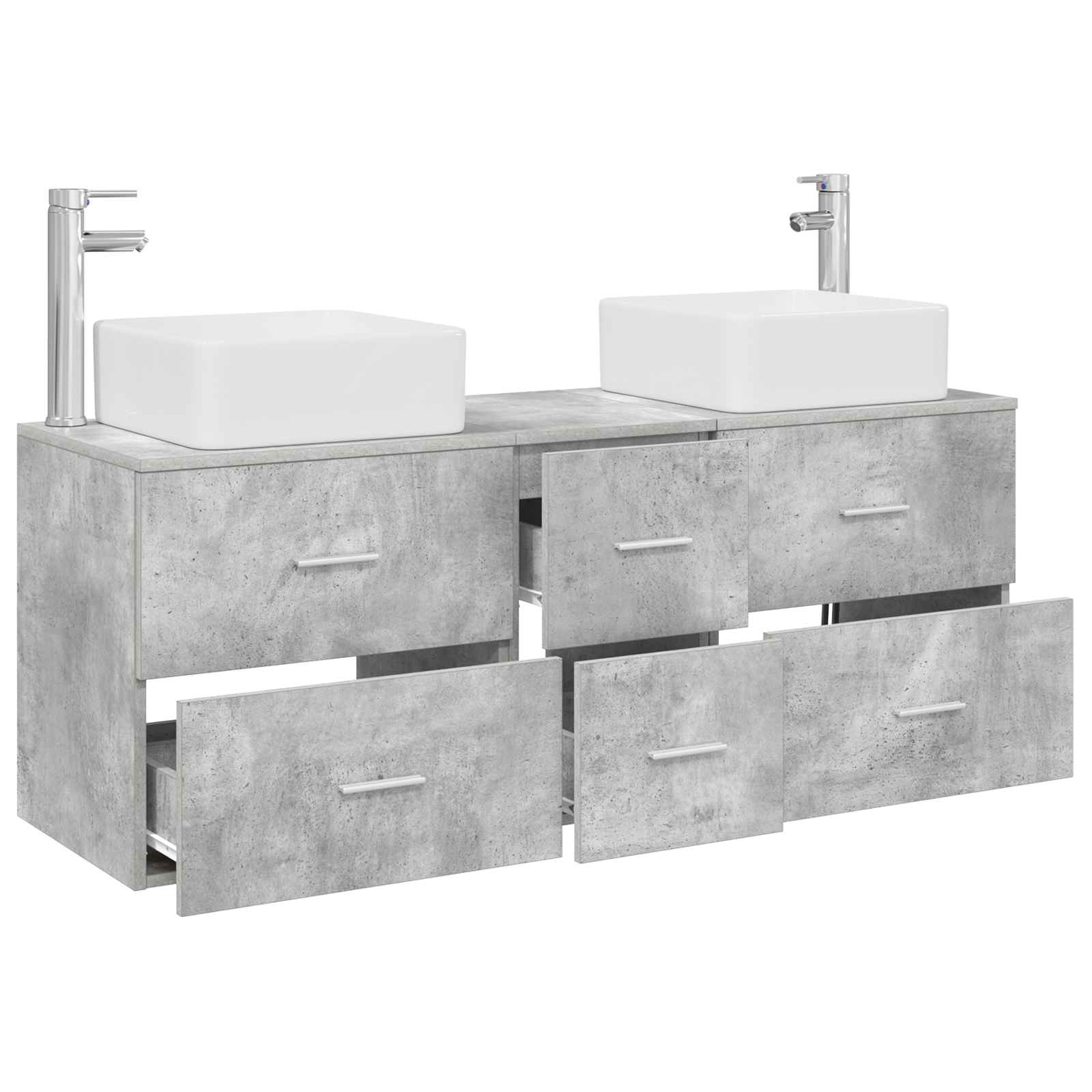 Vonios spintos komplektas 3 vnt. Betono pilka 49,5 x 41 x 63 cm