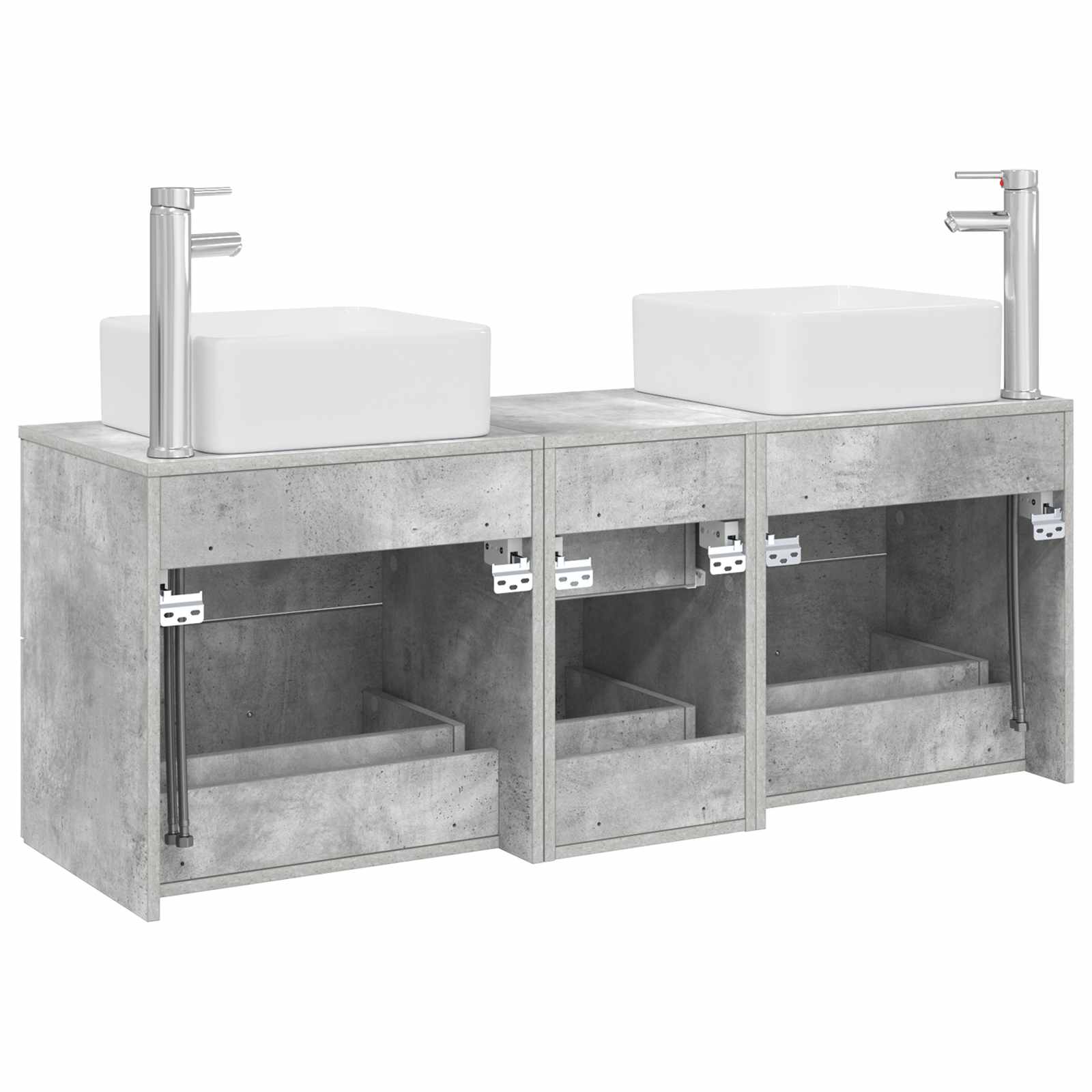 Vonios spintos komplektas 3 vnt. Betono pilka 49,5 x 41 x 63 cm