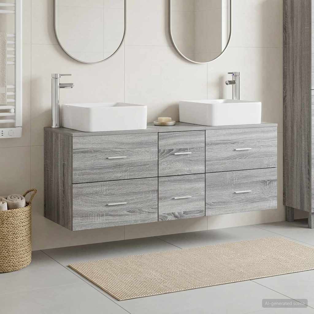 Vonios spintos komplektas 3 vnt. Pilka Sonoma 49,5 x 41 x 63 cm