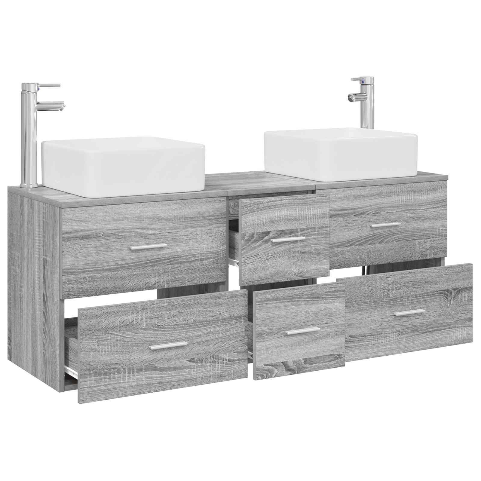 Vonios spintos komplektas 3 vnt. Pilka Sonoma 49,5 x 41 x 63 cm