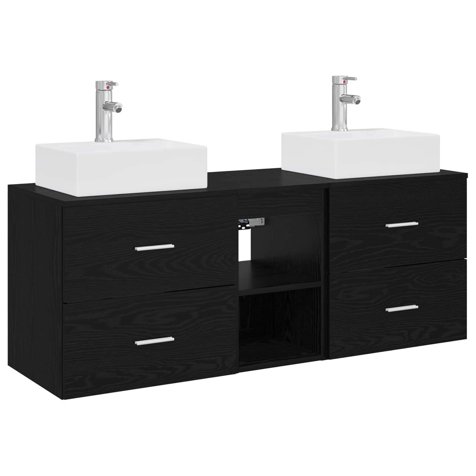 Vonios spintos komplektas 3 vnt. Juoda 49,5 x 41 x 62,5 cm