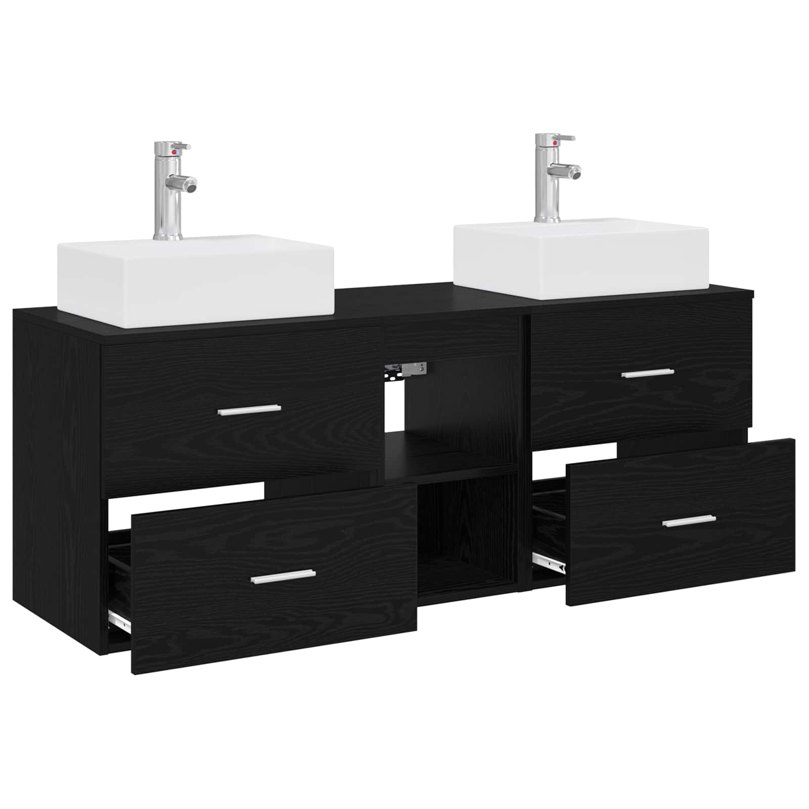Vonios spintos komplektas 3 vnt. Juoda 49,5 x 41 x 62,5 cm