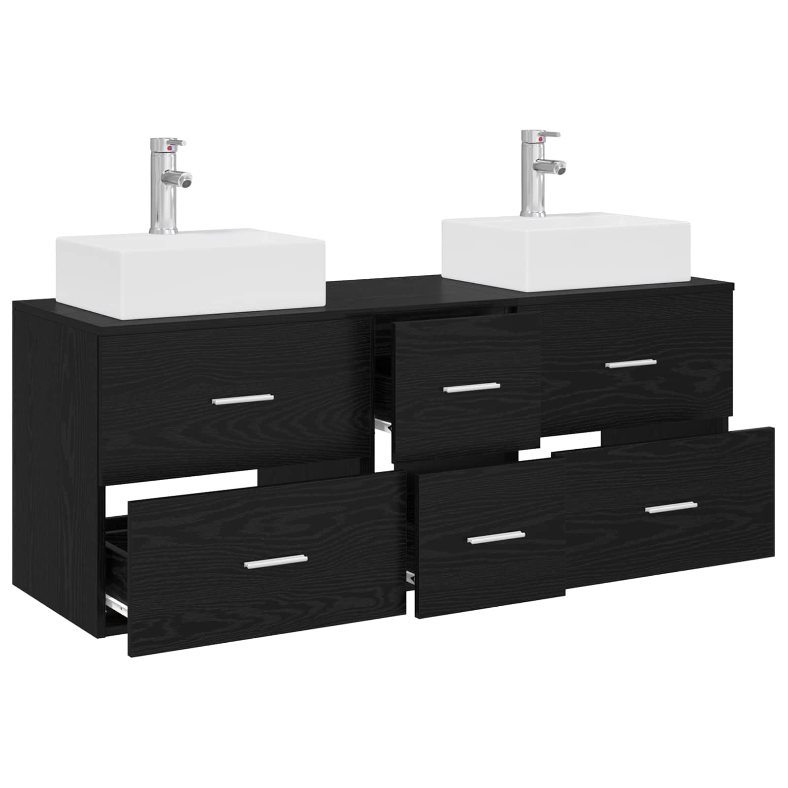 Vonios spintos komplektas 3 vnt. Juoda 49,5 x 41 x 62,5 cm