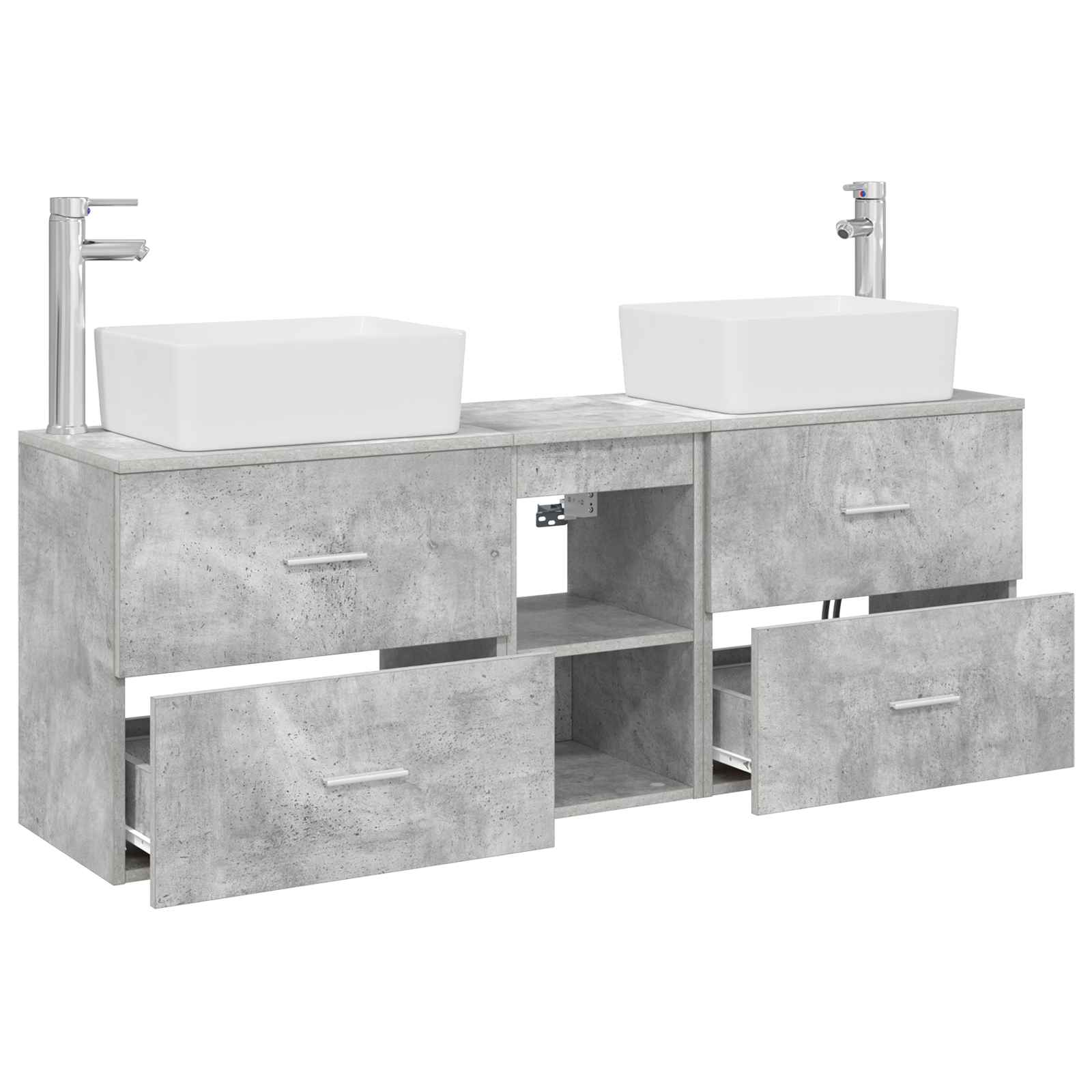 Vonios spintos komplektas 3 vnt. Betono pilka 53 x 34,5 x 63 cm