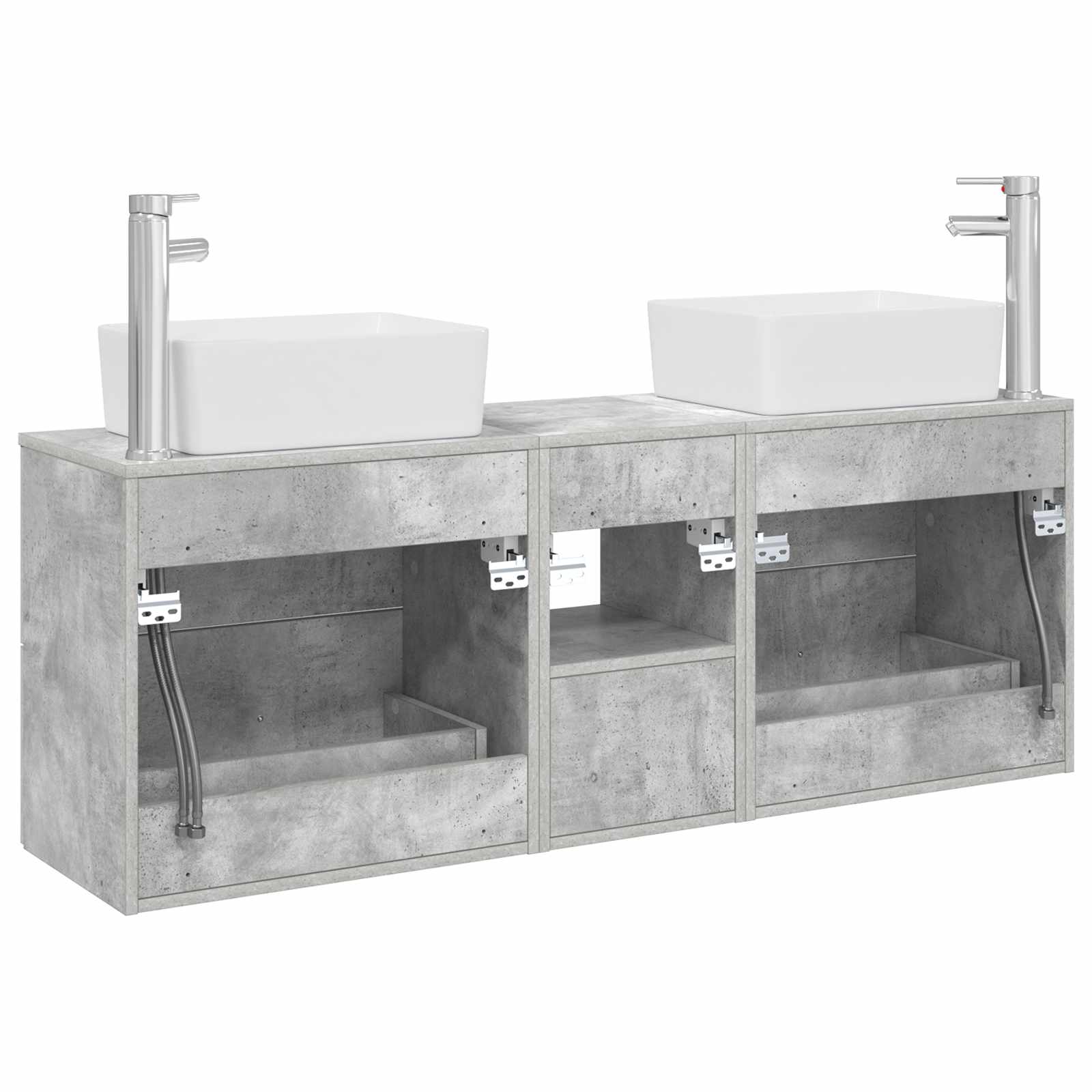 Vonios spintos komplektas 3 vnt. Betono pilka 53 x 34,5 x 63 cm