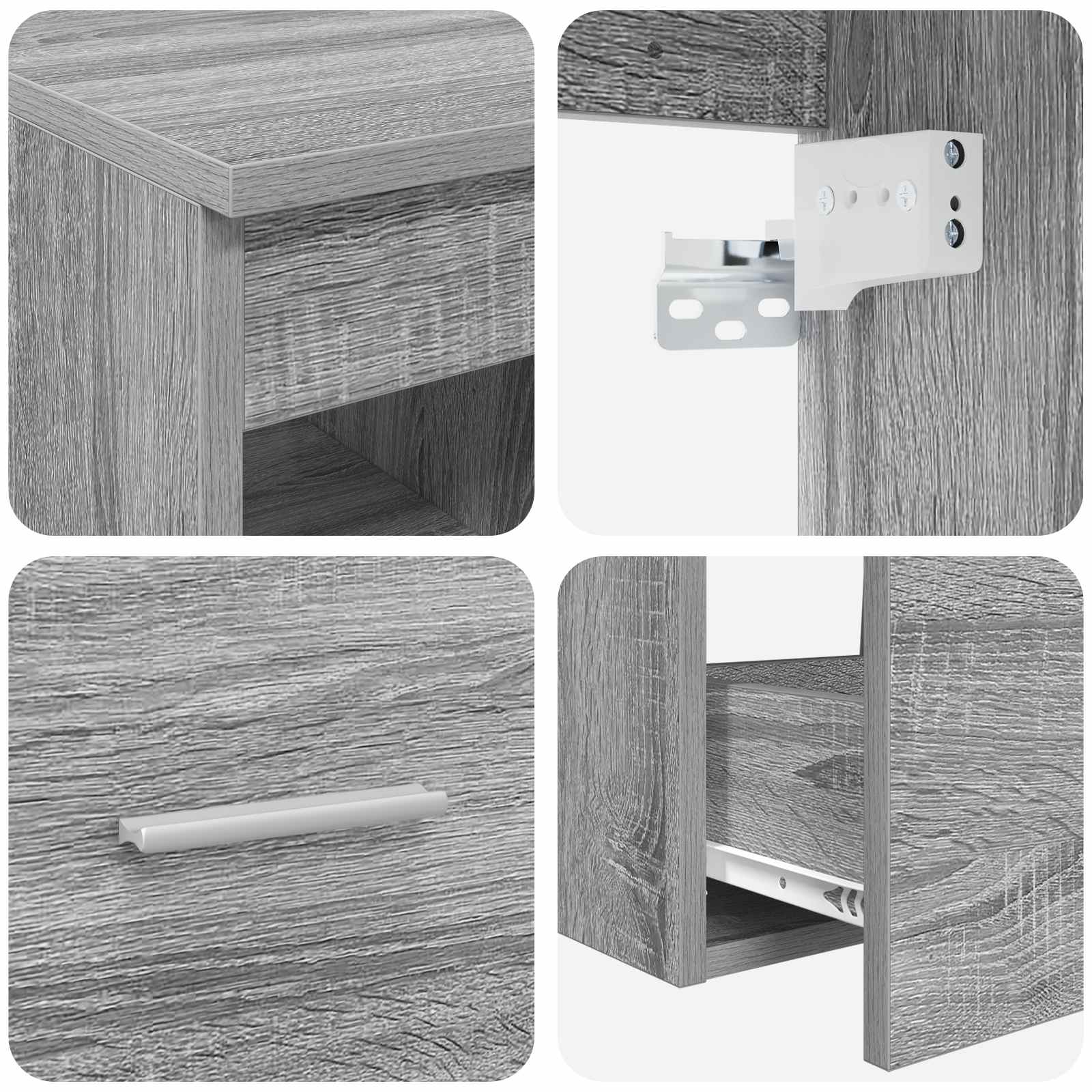 Vonios spintos komplektas 3 vnt. Pilka Sonoma 53 x 34,5 x 63 cm