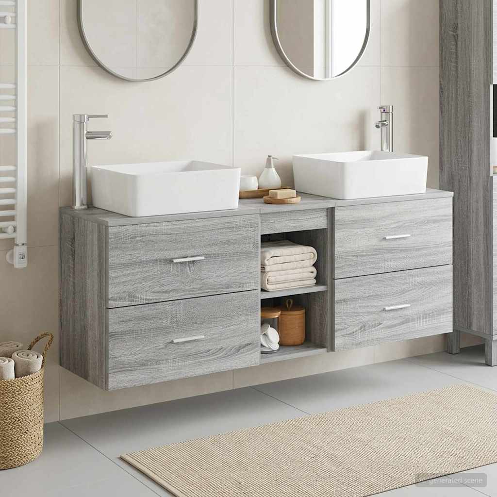 Vonios spintos komplektas 3 vnt. Pilka Sonoma 53 x 34,5 x 63 cm