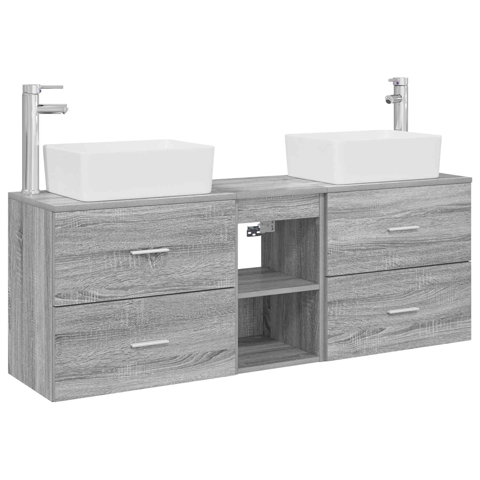 Vonios spintos komplektas 3 vnt. Pilka Sonoma 53 x 34,5 x 63 cm