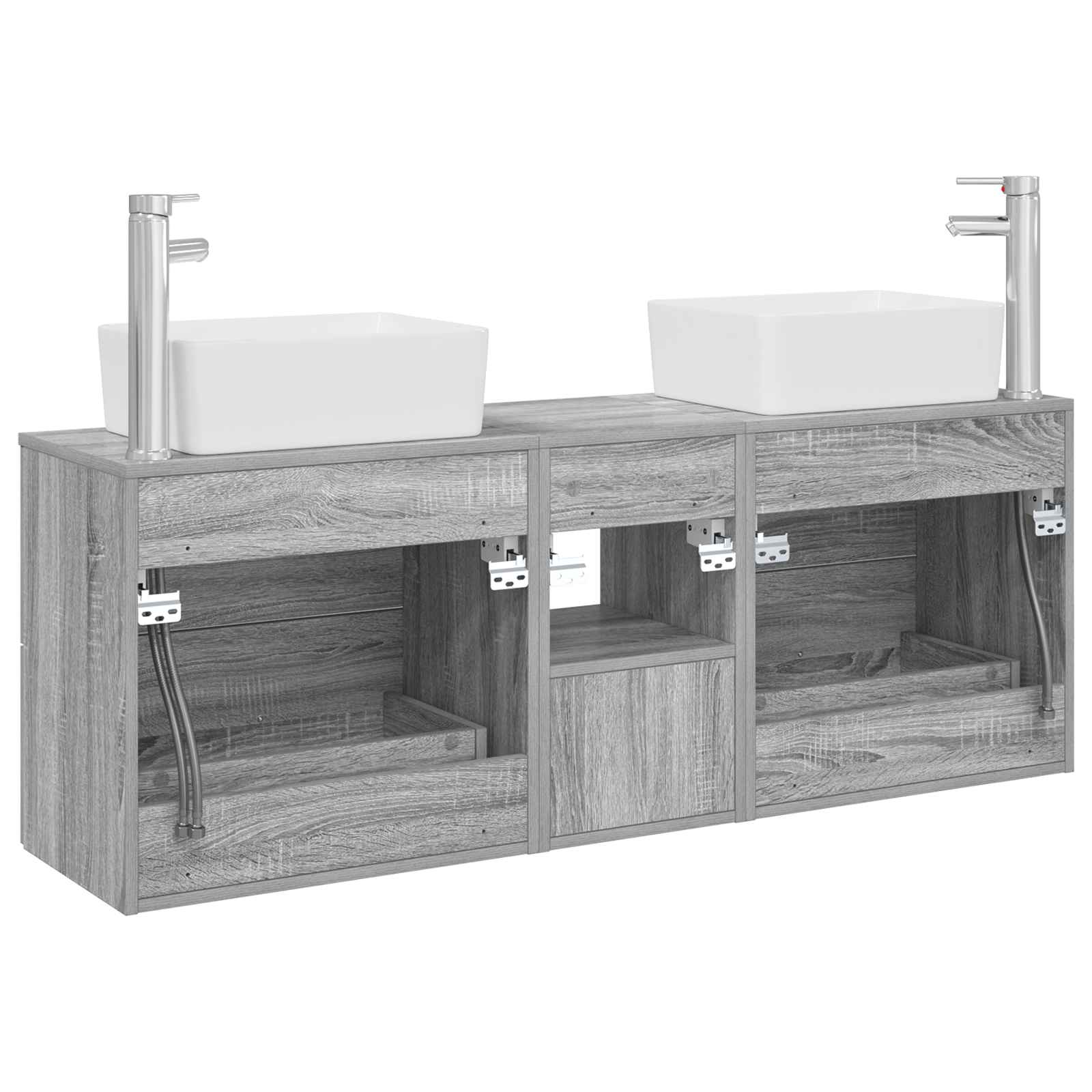 Vonios spintos komplektas 3 vnt. Pilka Sonoma 53 x 34,5 x 63 cm
