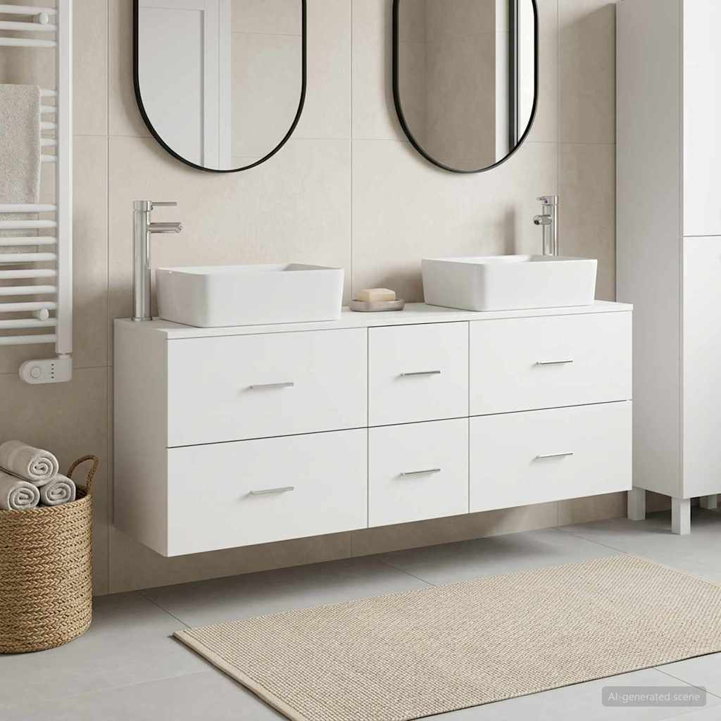Vonios spintos komplektas 3 vnt. Balta 53 x 34,5 x 63 cm