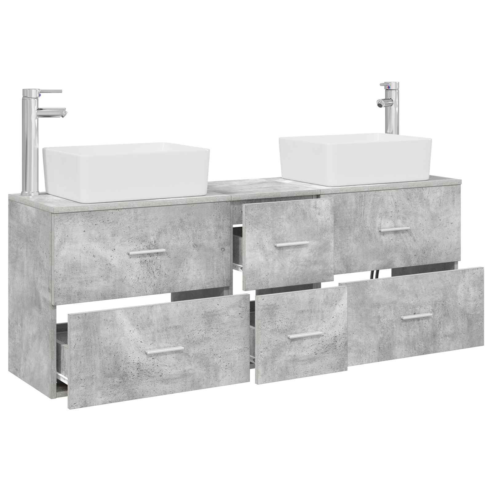 Vonios spintos komplektas 3 vnt. Betono pilka 53 x 34,5 x 63 cm