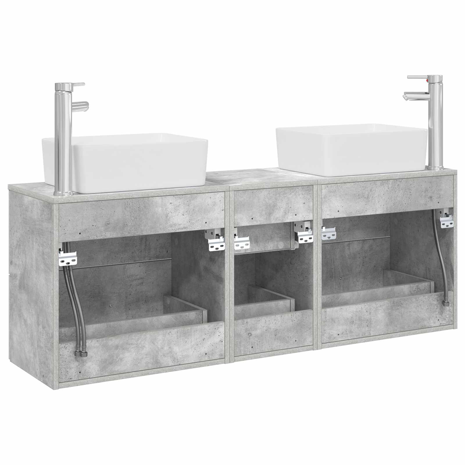 Vonios spintos komplektas 3 vnt. Betono pilka 53 x 34,5 x 63 cm