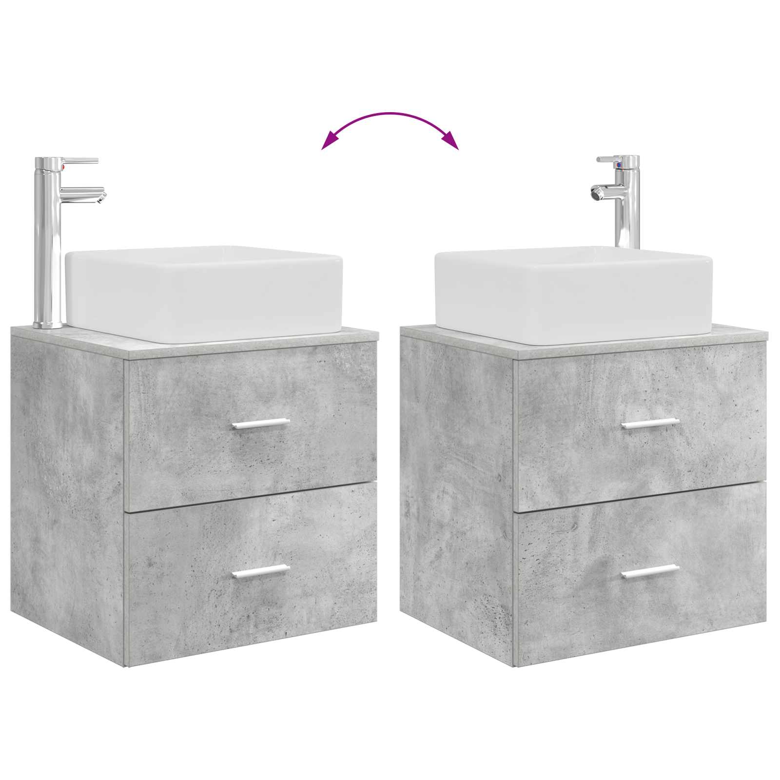 Vonios spintos komplektas 3 vnt. Betono pilka 53 x 34,5 x 63 cm