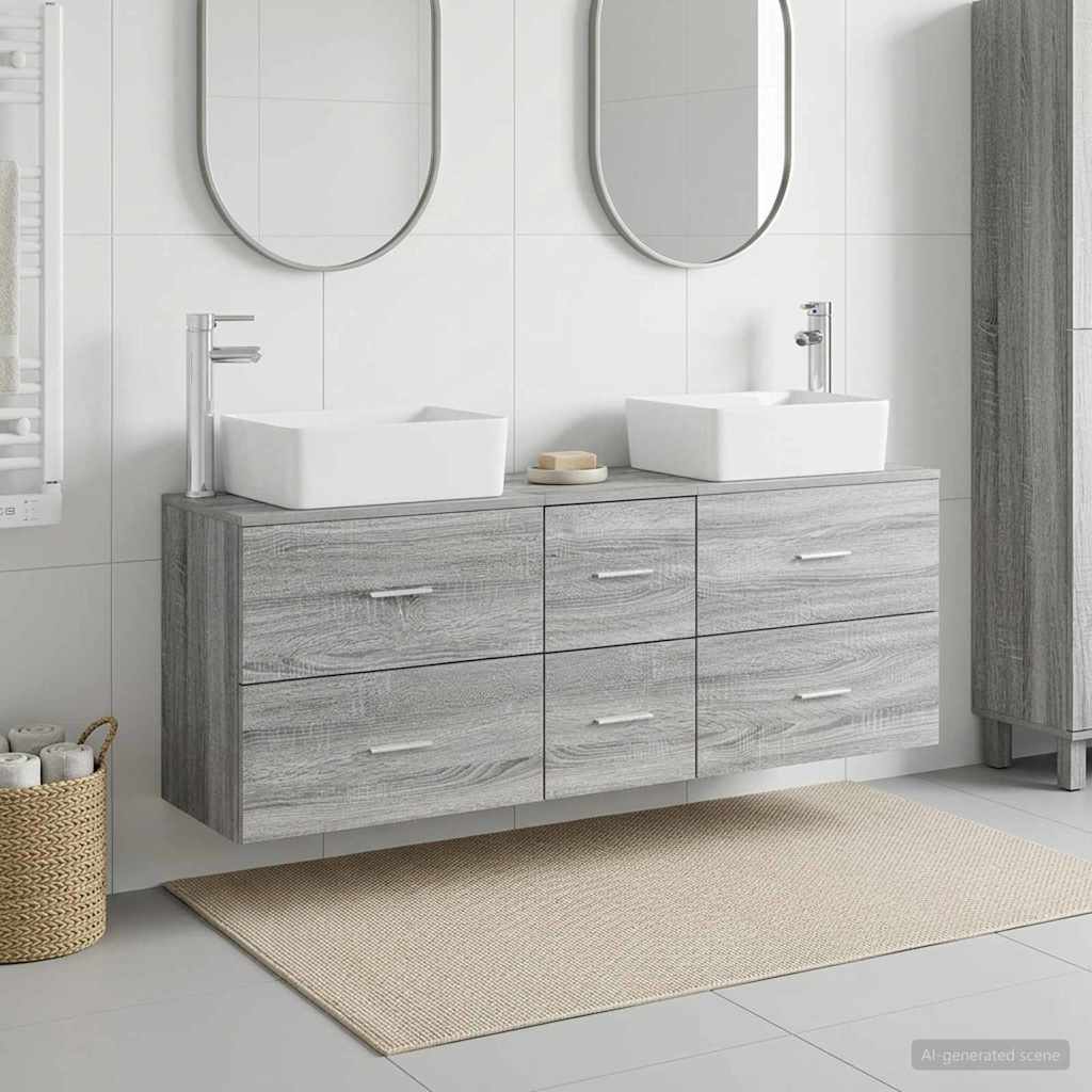 Vonios spintos komplektas 3 vnt. Pilka Sonoma 53 x 34,5 x 63 cm