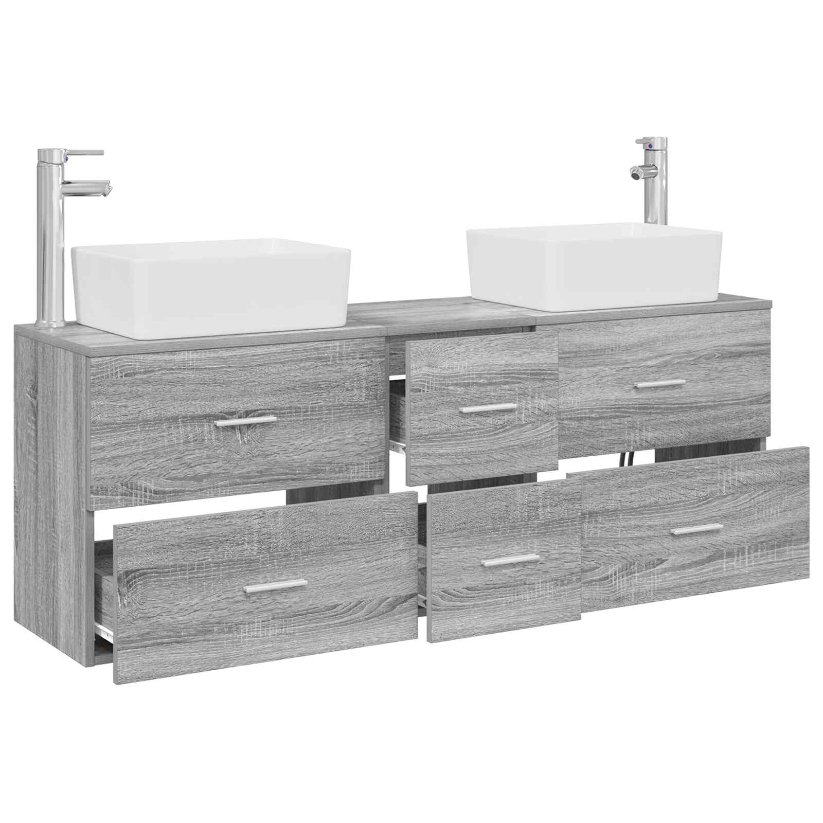 Vonios spintos komplektas 3 vnt. Pilka Sonoma 53 x 34,5 x 63 cm