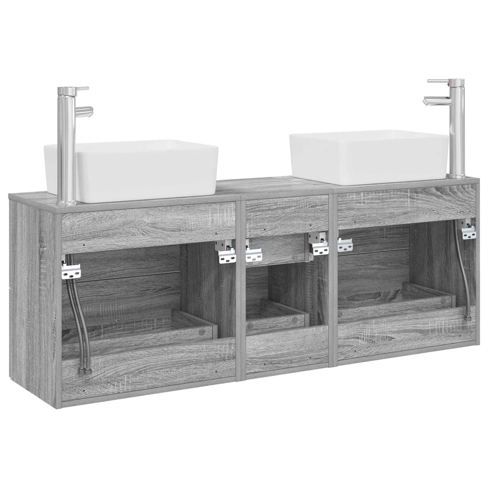 Vonios spintos komplektas 3 vnt. Pilka Sonoma 53 x 34,5 x 63 cm