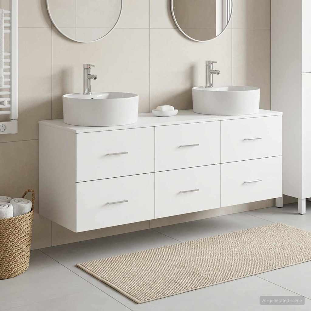 Vonios spintos komplektas 3 vnt. Balta 62,5 x 44,5 x 50 cm