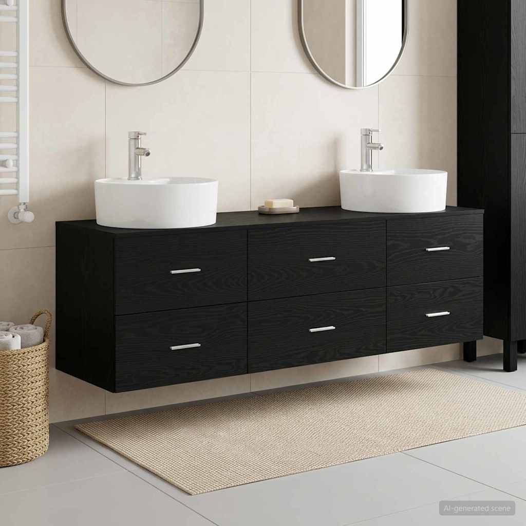 Vonios spintos komplektas 3 vnt. Juoda 62,5 x 44,5 x 50 cm