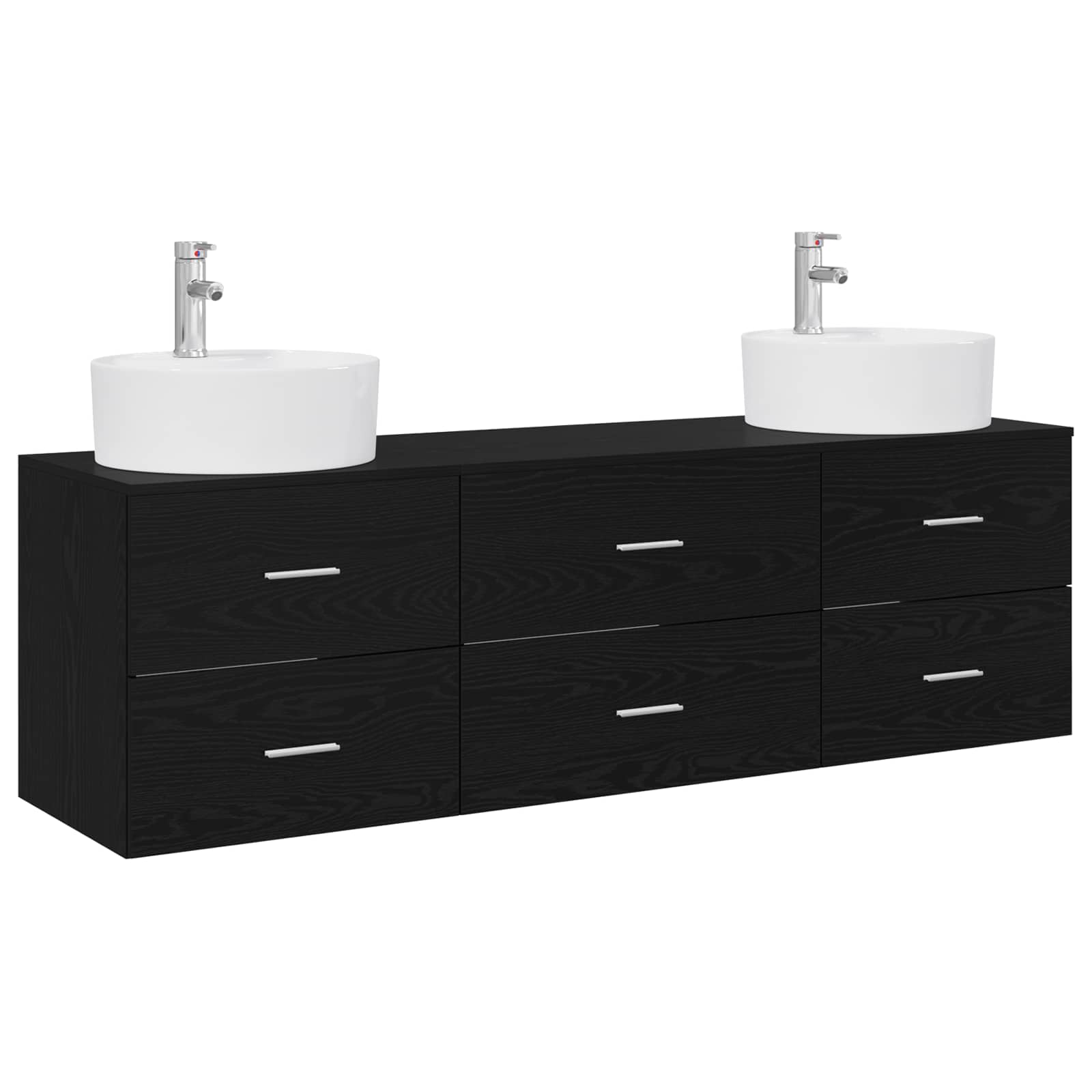 Vonios spintos komplektas 3 vnt. Juoda 62,5 x 44,5 x 50 cm