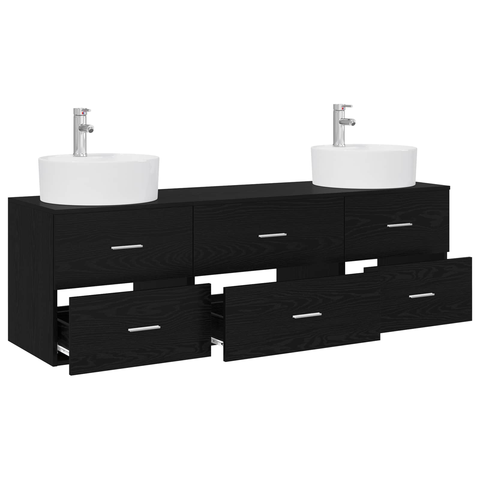 Vonios spintos komplektas 3 vnt. Juoda 62,5 x 44,5 x 50 cm