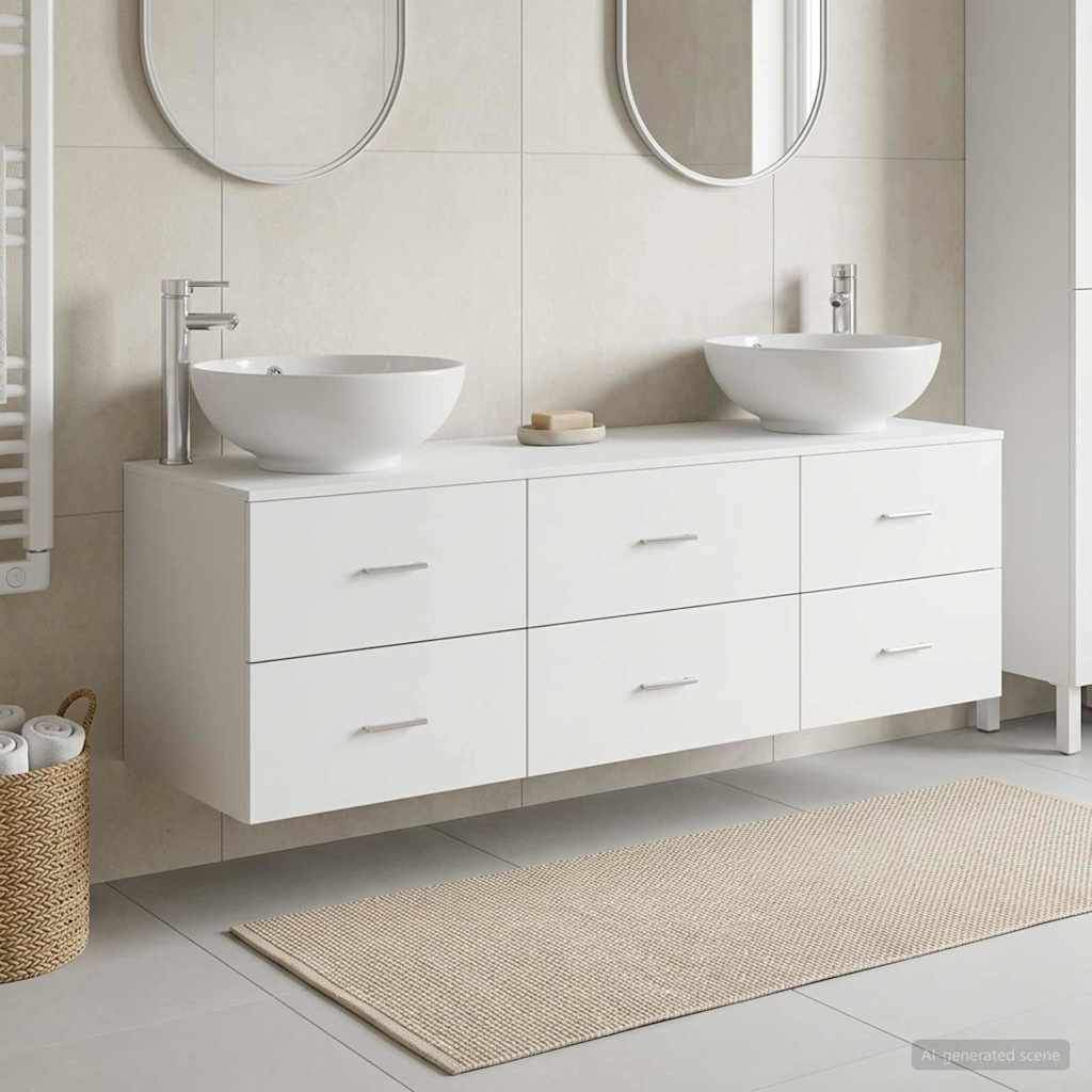 Vonios baldų rinkinys 3 vnt. Balta 49,5 x 44,5 x 65 cm