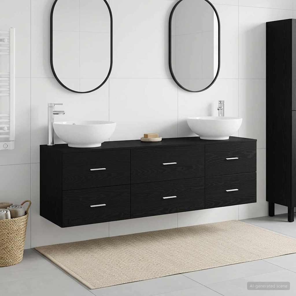 Vonios baldų rinkinys 3 vnt. Juoda 49,5 x 44,5 x 65 cm