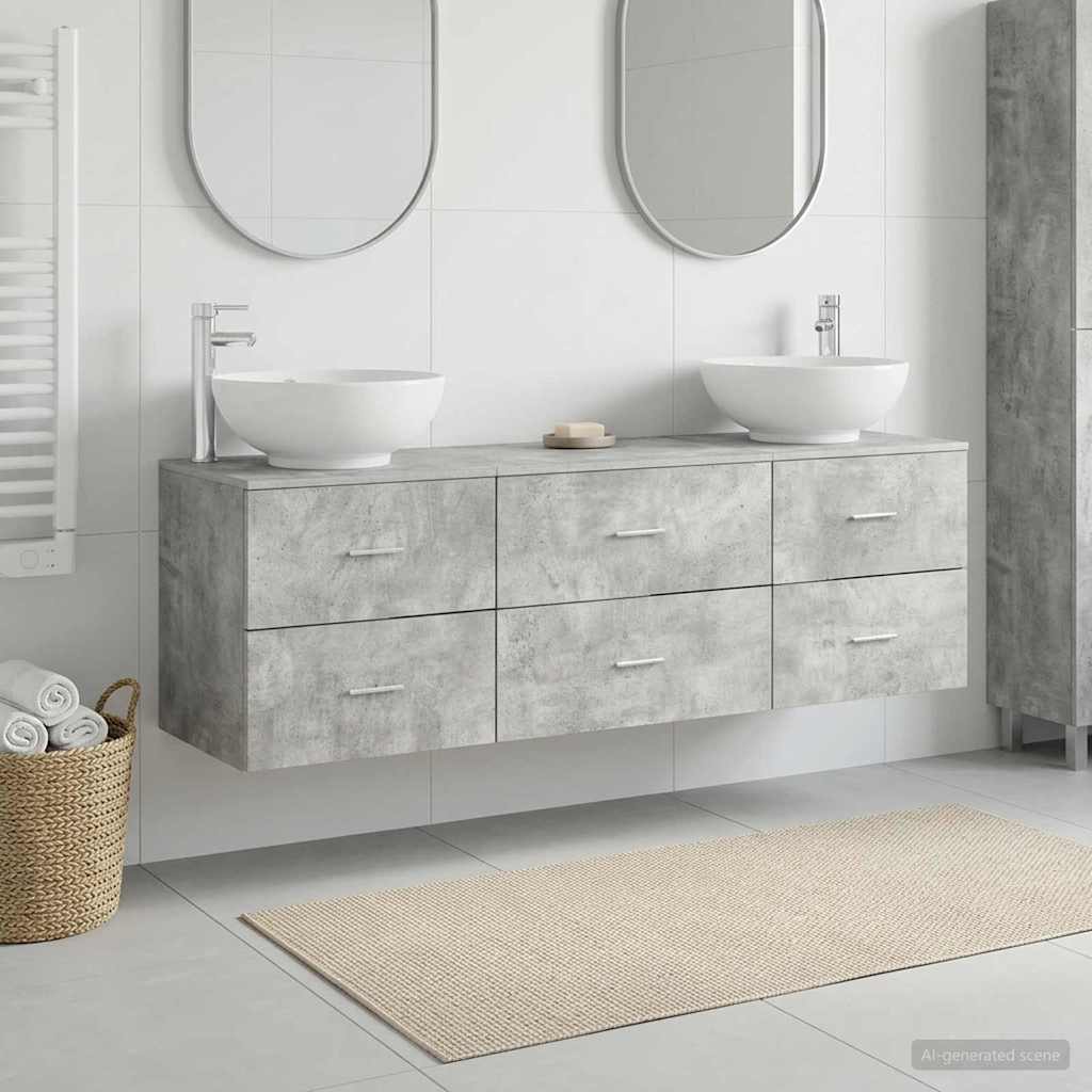 Vonios baldų rinkinys 3 vnt. Betono pilka 49,5 x 44,5 x 65 cm