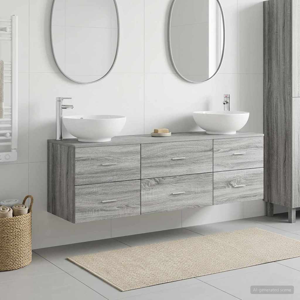 Vonios baldų rinkinys 3 vnt. Pilka Sonoma 49,5 x 44,5 x 65 cm