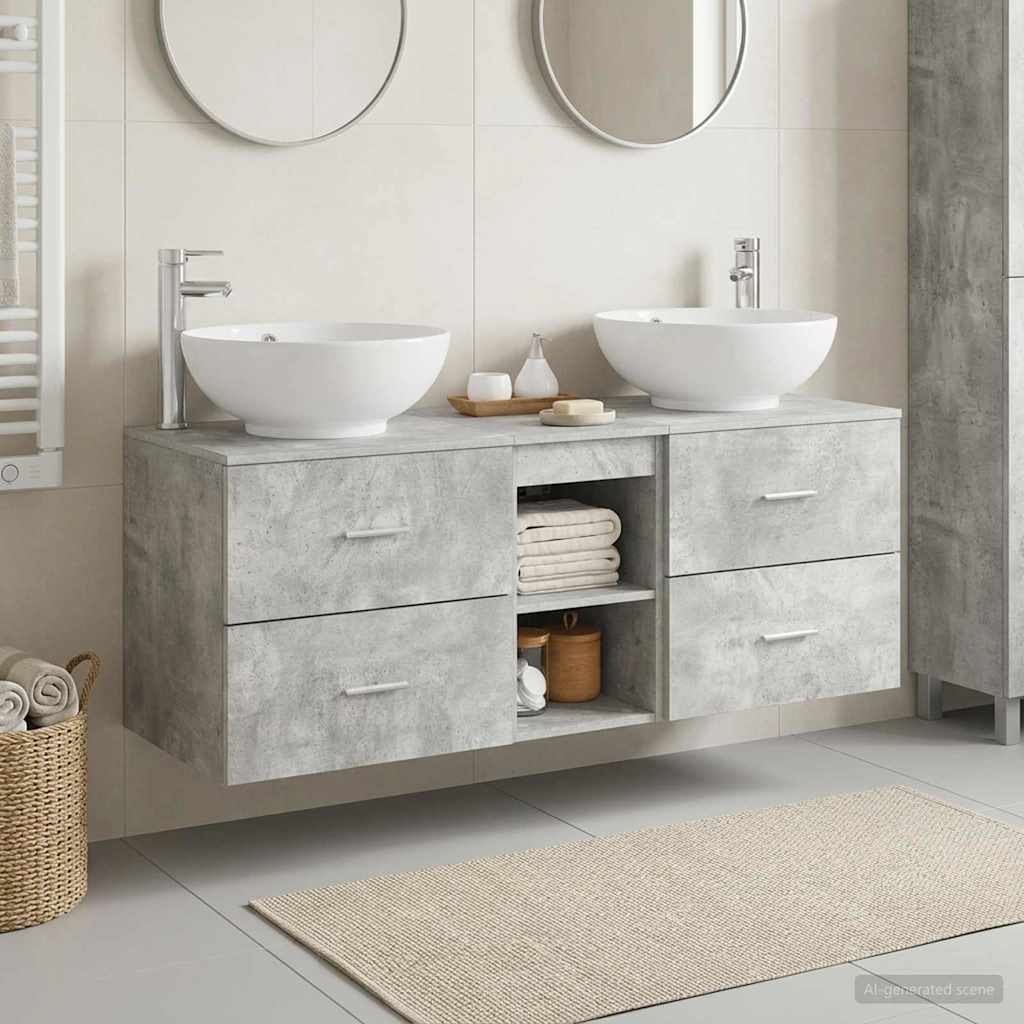 Vonios baldų rinkinys 3 vnt. Betono pilka 49,5 x 44,5 x 65 cm
