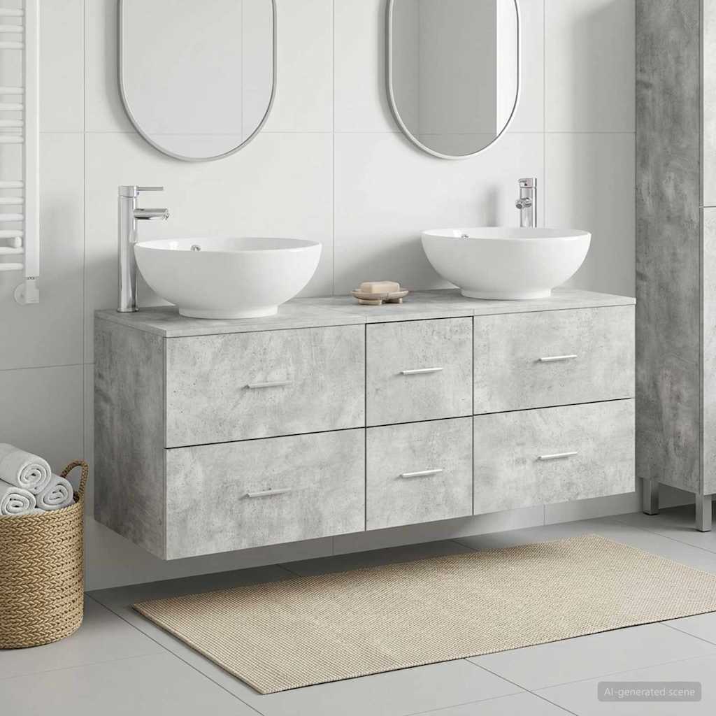 Vonios baldų rinkinys 3 vnt. Betono pilka 49,5 x 44,5 x 65 cm